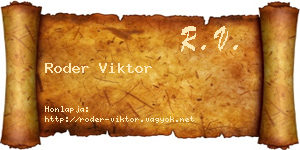Roder Viktor névjegykártya
